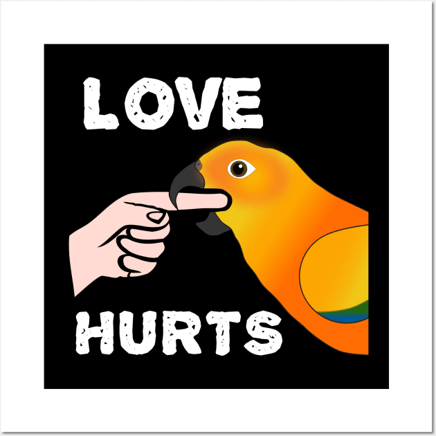Love Hurts Sun Conure Parrot Biting Wall Art by Einstein Parrot